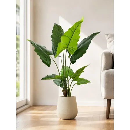 Planta Artificial Alocasia 110+ Maceta Mate Beige Maceta