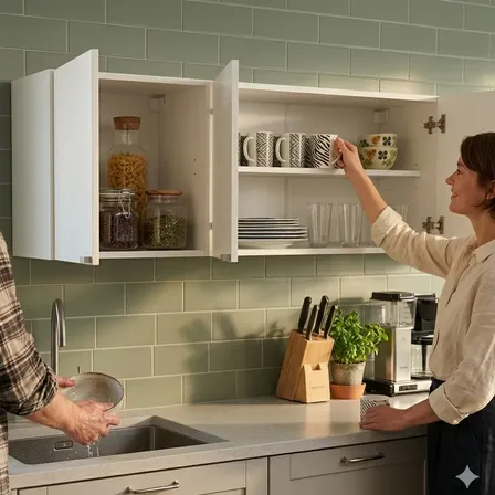Alacena 140cm 3 Puertas Melamina C/ Estante Orlandi Cocina Blanco - Nueva Manija