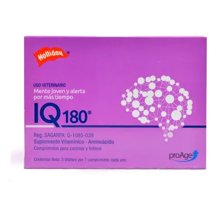 Holliday IQ180 Suplemento Neuroprotector para Perros y Gatos 21 Comprimidos