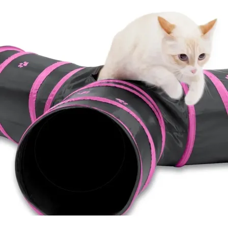 Túnel Plegable Interactivo Pethome para Gatos 4 Entradas Nailon 84x25cm