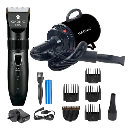 Secador + Cortadora De Pelo Perros Gatos Silencioso Gadnic Negro