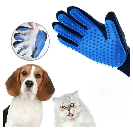 Guante Quitapelos Masajeador Perros Gatos Azul
