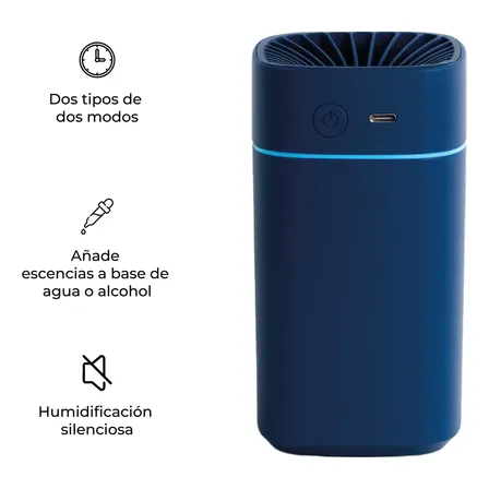 Humidificador Carrello 300ml Color Azul - Niebla Fina Silencioso Luz Nocturna Usb Autoapagado Hogar Oficina Dormitorio Aire Seco Bienestar