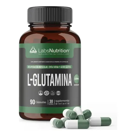 L-glutamina Micronizada Labs Nutrition, (90 Capsulas) Sin Sabor