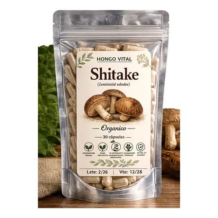 Shitake Orgánico Suplemento | 30 Cápsulas | Producción Prop Sin Sabor
