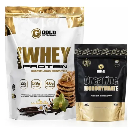 100% Whey Gold Nutrition Protein 2lbs + Creatina 300grs Vainilla