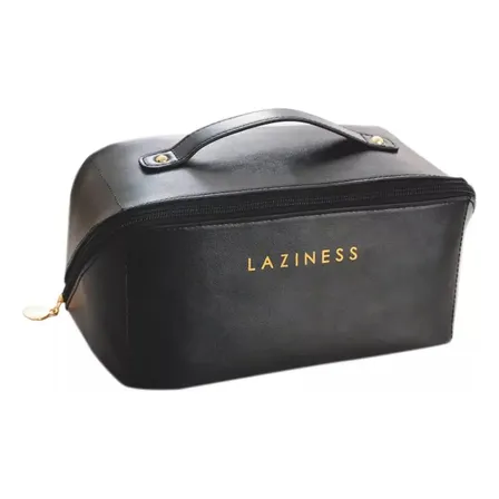 Neceser De Cuero Ecologico Para Maquillaje Cosméticos Y Accesorios De Viaje Organizador Portacosmeticos Con Cierre Resistente Interior Forrado Ideal Para Mujer Color Negro Levys Bazar