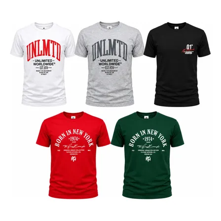 Pack X5 Remeras Hombre Algodón Premium Estampadas Urbanas Surtido Estampado Xxl