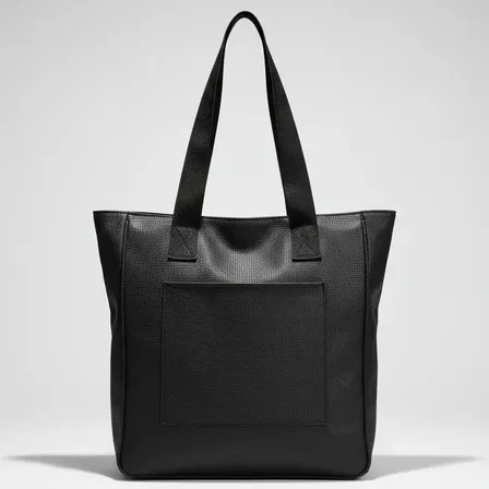 Amplia Cartera Tote Negra Con Bolsillos Negro