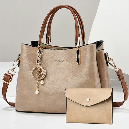 Set Carteras Mujer Ecocuero Vintage Caqui