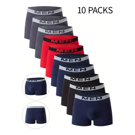 Pack 10 Bóxers Tipo Trunk Para Hombre Black Liso Xl