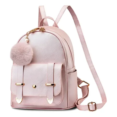 Mochila Mujer Dama Urbana Impermeable Ecocuero Bolso Antirrobo Chica Cartera Bolsillos Levys Bazar Color Rosa