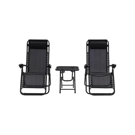 Combo 2 Reposeras Plegable Con mesa Gravedad 0 Negro