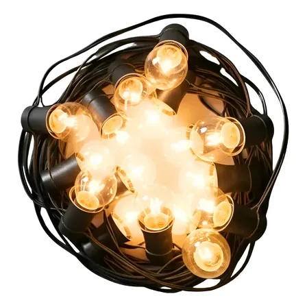 30 Metros Guirnalda De Luces Focos Vintage Decoración Negro Incandescentes Transparentes Luz Cálida