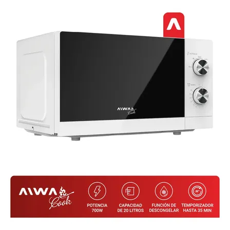 Microondas Cook 700w 20l 5 Niveles De Potencia Luz Led Aiwa