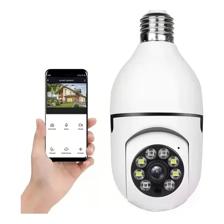 Camara Seguridad Ip Foquito Con Wifi Y Parlante Vision Nocturna Color Blanco DOMO E27