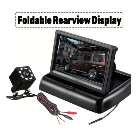 Kit Monitor Rebatible 4.3 Pulgadas Hd Con Cámara De Retroceso Para Auto