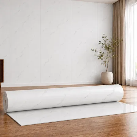 Placa Pvc Símil Mármol Autoadhesiva Para Pared 120x300cm Mármol Blanco