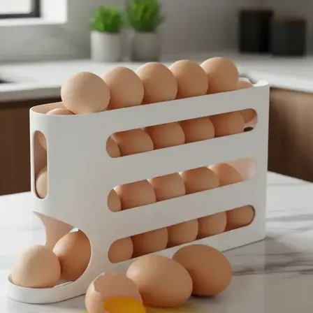 Huevera Plástica Contenedor De Huevos Para Heladera O Mesada Color Blanco
