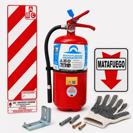 Matafuego Nuevo Abc 5kg + Chapa Baliza + Gancho + Oblea