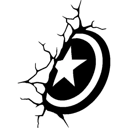 Calco Marvel Escudo Capitán America Calado 14cmx20cm Negro Brillante