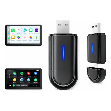 Car Play Android Auto 2 En 1 Adaptador Inalambrico Bluetooh Negro Adaptador Wireless Android Wi Fi Auto Conecta Pantalla Multimedia Navegacion Gps Musica Llamada Sin Cables