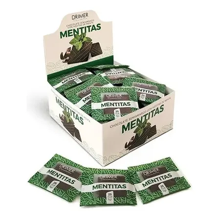 Tabletas Chocolate Semiamargo Con Menta Drimer 5 G Caja 40 U