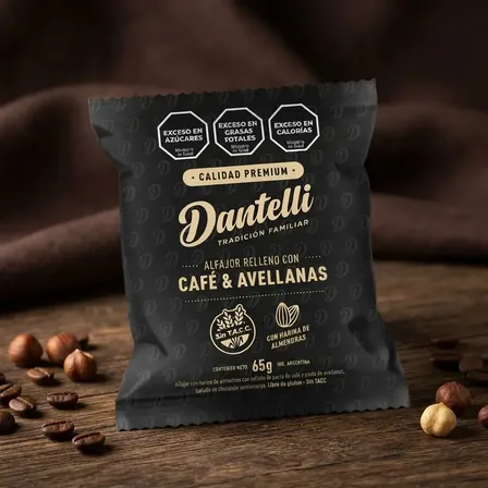Alfajor Dantelli relleno con Café Y Avellanas Sin Tacc Por 12 Un