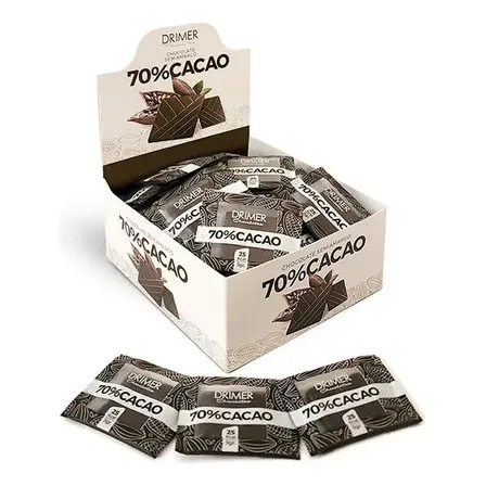 Tabletas De Chocolate 70% Cacao Drimer 5 G Caja Display 40 U
