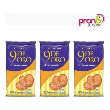 Bizcochito 9 De Oro Azucarados Pack X3 - Pronti A Casa