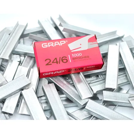 Broches Grap Para Abrochadora 24/6 Cajita X 1000 Plateado