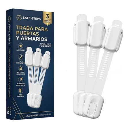 Traba Puerta Bebe X3 Seguridad Niños Heladera Cajones Hornos Blanco