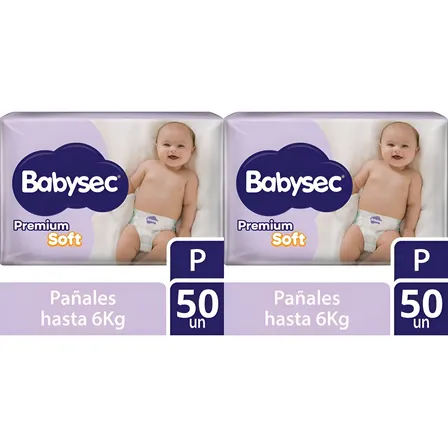 Combo X2 Pañales Babysec Premium Soft Talle P X 50 Unidades Pequeño (p) Sin Género