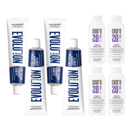 Alfaparf Evolution Kit X4 Tinturas 4 Oxidantes Coloración 3c Opcional