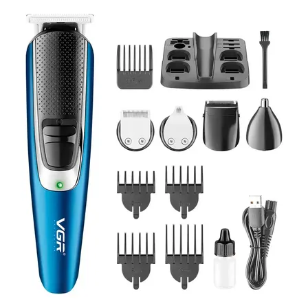 Maquina Corta Pelo Barba Trimmer Vgr V-172 Grooming Kit Usb Azul