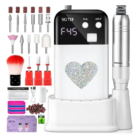 Torno Para Uñas Portátil Inalámbrico 45000 Rpm Dmjtz-sg718-1-white-usb
