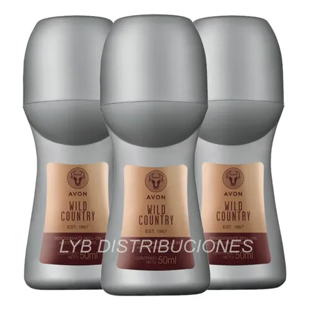 Desodorante Antitranspirante Roll On Avon 50ml X3 Un Wild Country Masculino