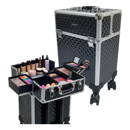 Valija Maletín Maquillaje Gadnic Porta Cosméticos 4 Bandejas Negro