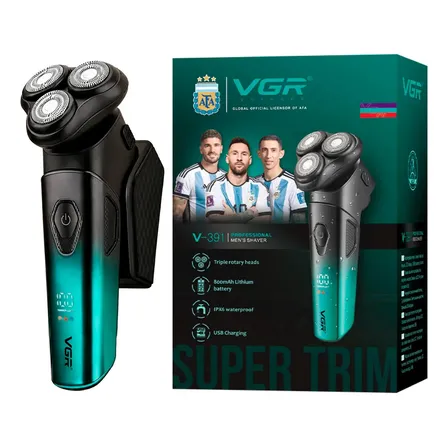 Afeitadora Eléctrica hombre Vgr V-391 Ipx6 Color verde y negro con perfilador