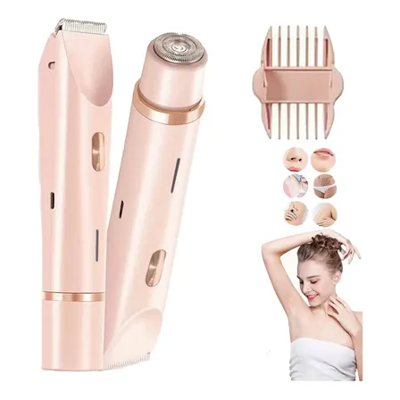 Depiladora Eléctrica 2 En 1 Doble Cabezal Mujer Pink