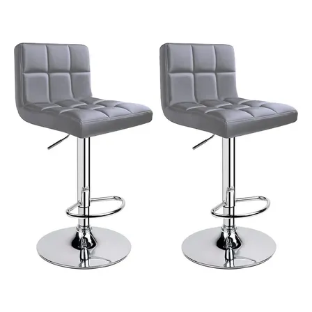 Banquetas Altas Desayunador Taburete Barra Bar Set X2 Acabado De La Estructura Cromado Color Gris