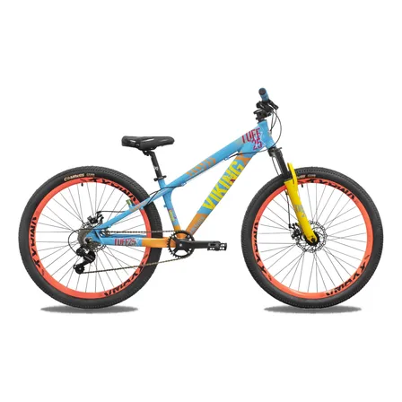 Bicicleta Bmx Jump Vikingx Tuff 25 7vel. Celeste-amarillo-naranja 26
