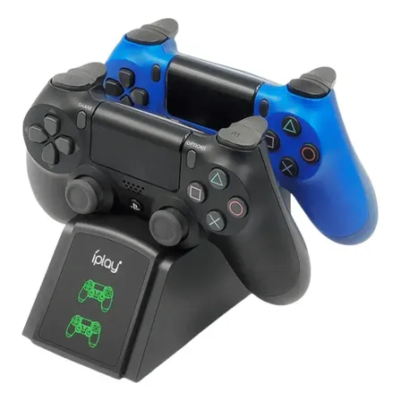 Base Doble de Carga Rápida Iplay Indicador de carga Compatible Para Ps4 Slim Pro Color Negro