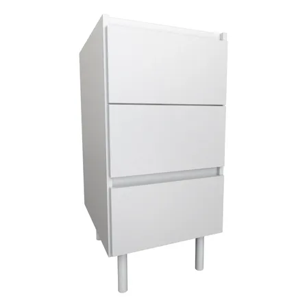 Mueble Bajo Mesada 40cm Cocina 3 Cajones Melamina C/patas Blanco
