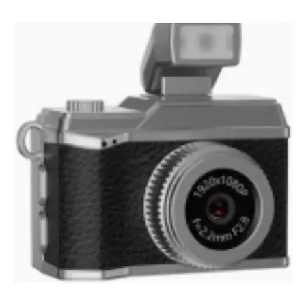 Mini Camara Digital Simil Cuero Con Luz Led Nocturna Negro