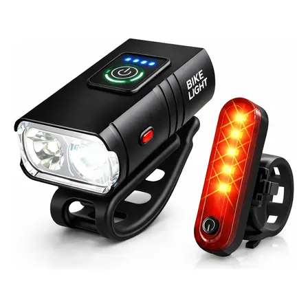 Luces Para Bicicleta Delantera Y Trasera Luz Ipx6 Lámpara Negro