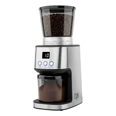 Molinillo De Cafe Electrico Cuk by Gadnic Acero Inoxidable Regulable Fresa Conica Tolva 275g Jarra 100g