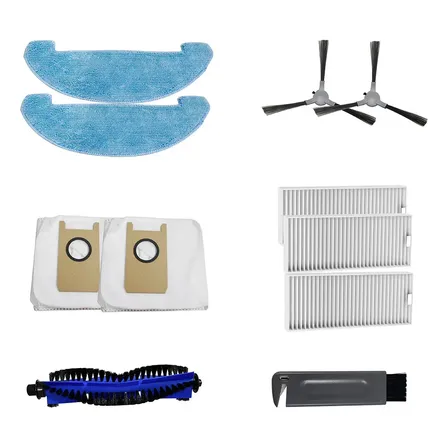 Kit Repuestos Gadnic Aspiradora Robot ROB00518 Cepillo Principal 3 Filtros HEPA 2 Cepillos Laterales 2 Mopas 2 Bolsas De Polvo Cepillo De Limpieza