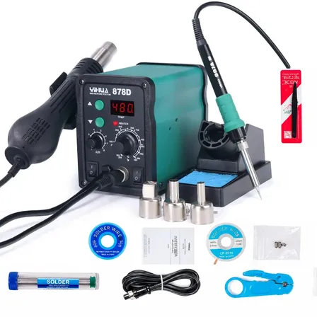 Estacion De Soldadura YIHUA 878D Digital 2 En 1 740W Aire Caliente 100 A 480C Soldador 200 A 480C Control PID Display LED 120 L Min
