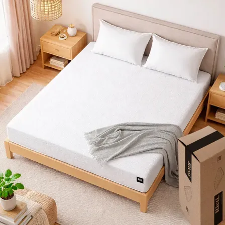 Colchón En Caja Rieti By Gadnic Memory Foam con Box Espuma Viscoelástica Multicapa 2 Plazas Blanco